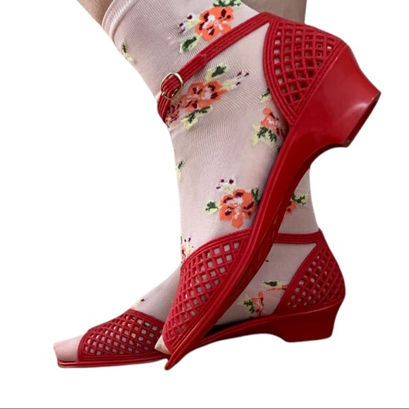 Sandak Sandals Size 10.5 Red Jelly Vintage 1970’s California Deadstock New W Box - Picture 2 of 11